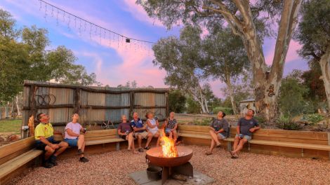 Guests enjoying the fire pit at Cunnamulla Tourist Park